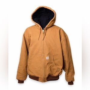 Carhartt USA Duck Active Jacket 2XL Brown Distressed Workwear Hooded